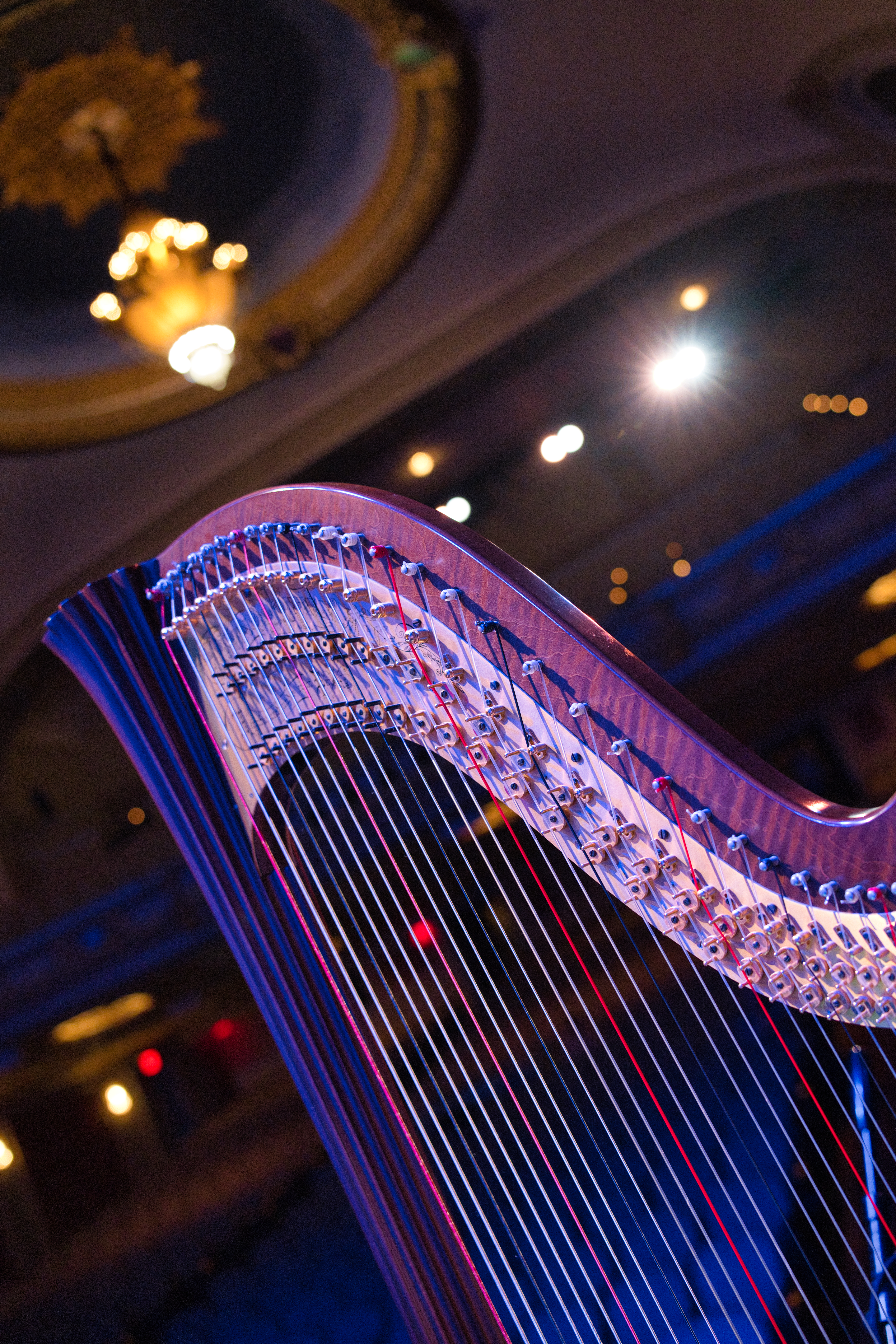Close up image of a harp